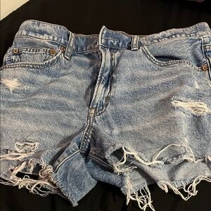 American Eagle Outfitters Light Blue Distressed Jean Shorts